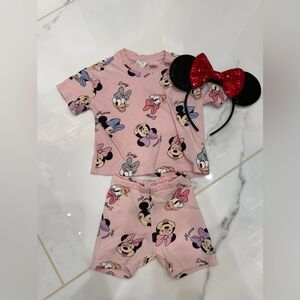 H&M Disney Minnie mouser biker shorts set with Disney Ears